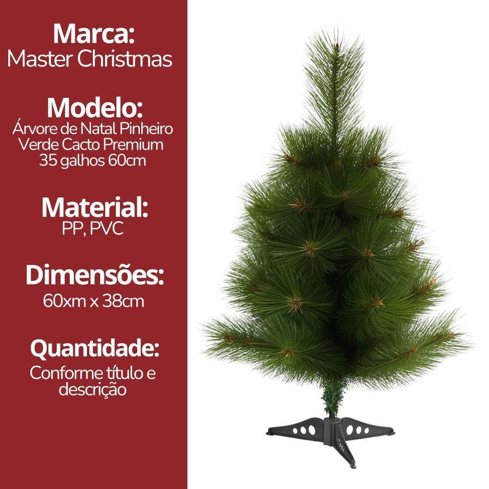 Árvore De Natal Pinheiro Cacto Verde Premium 35 Galhos 60cm - Master Christmas - 7