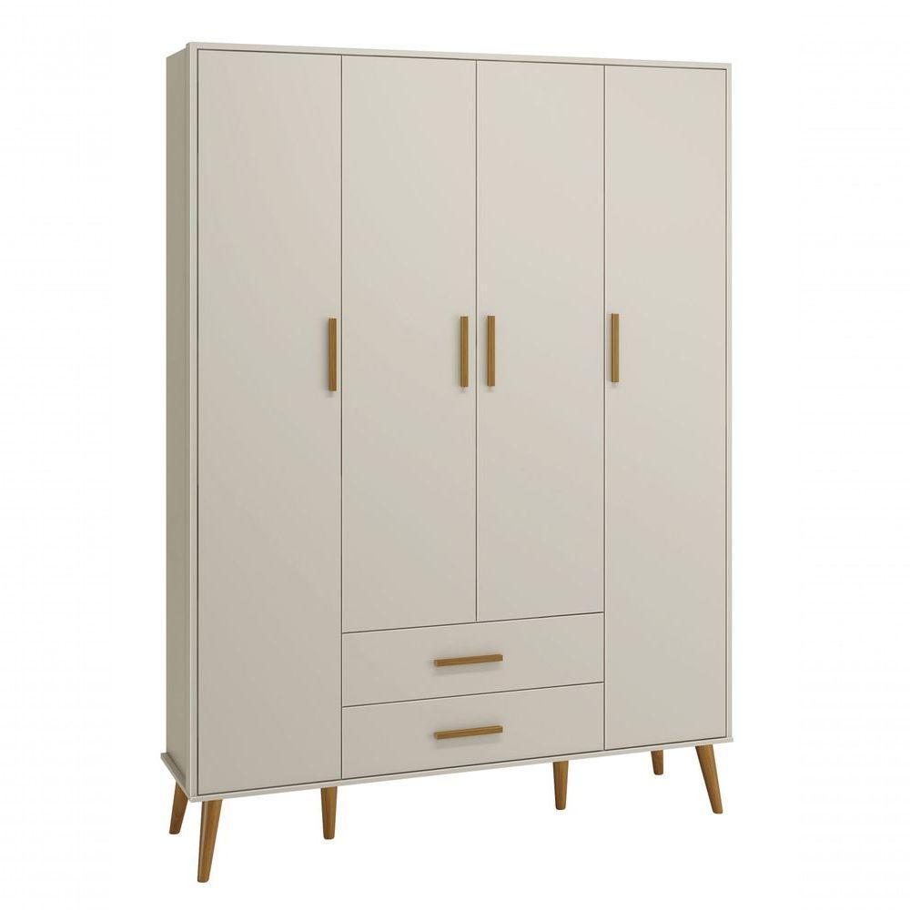 Jogo De Quarto Retrô Para Bebê Completo 4 Portas Isis Areia Fosco - Moveisaqui - 5