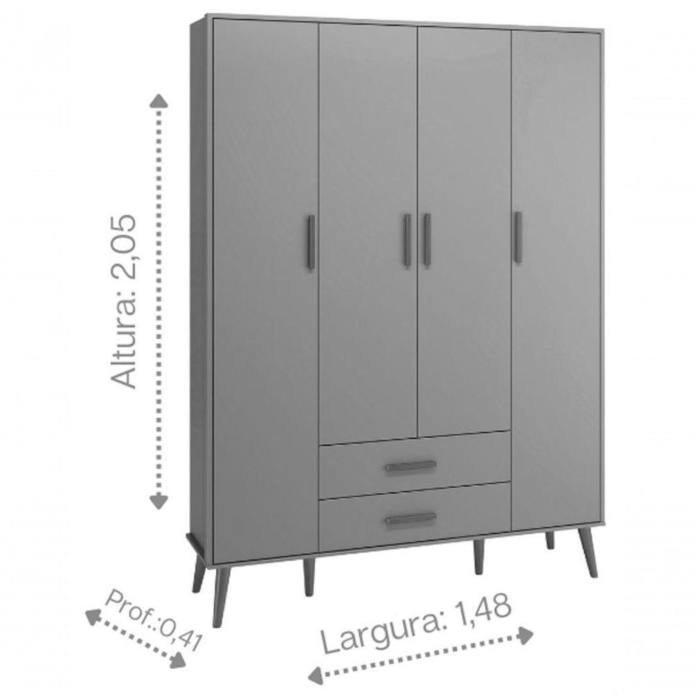 Jogo De Quarto Retrô Para Bebê Completo 4 Portas Isis Areia Fosco - Moveisaqui - 8