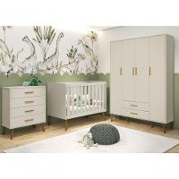 Jogo De Quarto Retrô Para Bebê Completo 4 Portas Isis Areia Fosco - Moveisaqui - 1