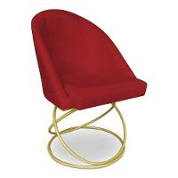 Kit 02 Cadeiras Poltrona De Jantar Bela Suede Base Metálica Luxo Dourado - Pallazio Cor Vermelho - 3