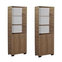 Kit 2 Estante Para Livros Onix Mel 4 Prateleira Com Porta - 1