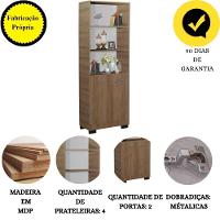 Kit 2 Estante Para Livros Onix Mel 4 Prateleira Com Porta - 7