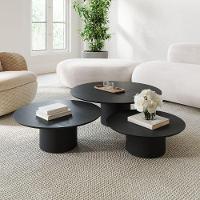 Conjunto Mesa De Centro Ava Em Madeira Preto - 2