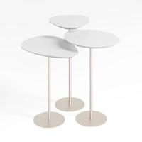 Conjunto De 3 Mesas Laterais Orgânicas Kaleo Base Champanhe Tampo Branco - 1