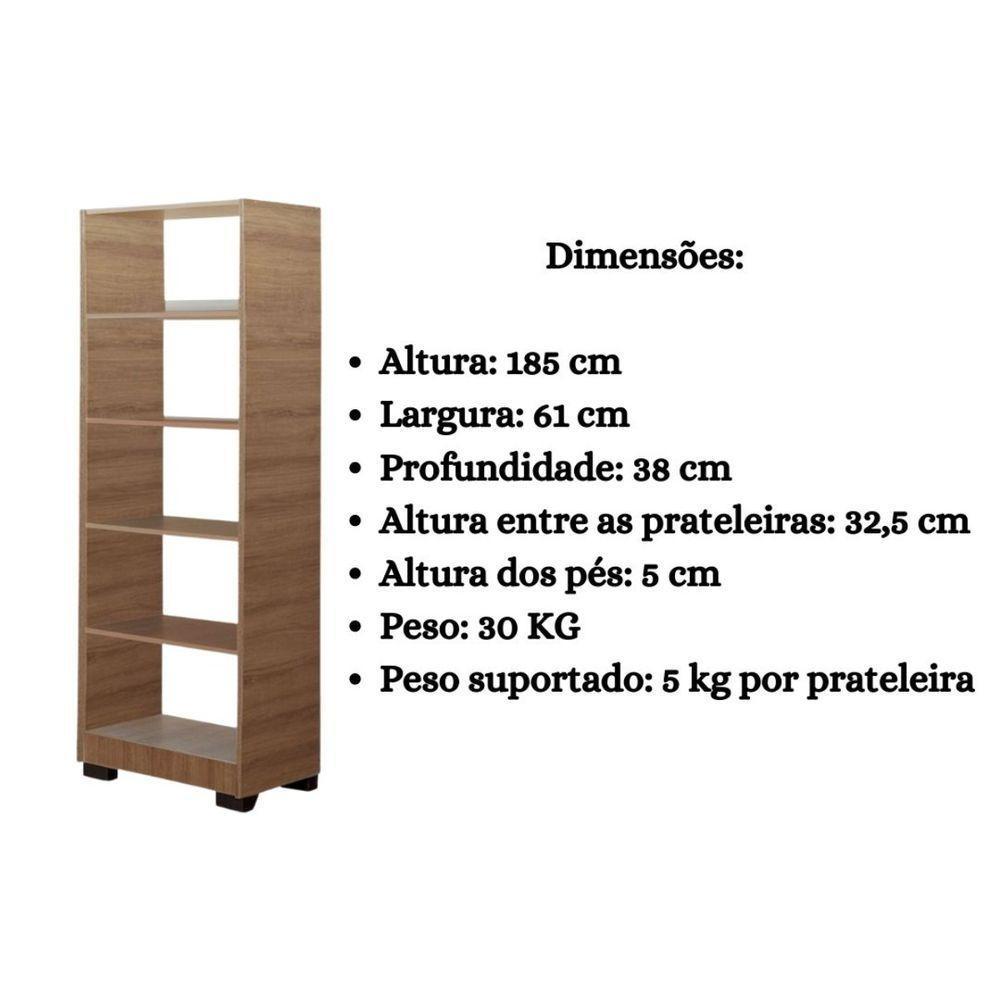 Kit 2 Estante Para Livros Onix Mel 4 Prateleira - 6