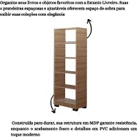 Kit 2 Estante Para Livros Onix Mel 4 Prateleira - 5