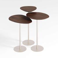 Conjunto De 3 Mesas Laterais Orgânicas Kaleo Base Champanhe Tampo Castanho - 1