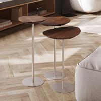 Conjunto De 3 Mesas Laterais Orgânicas Kaleo Base Champanhe Tampo Castanho - 2