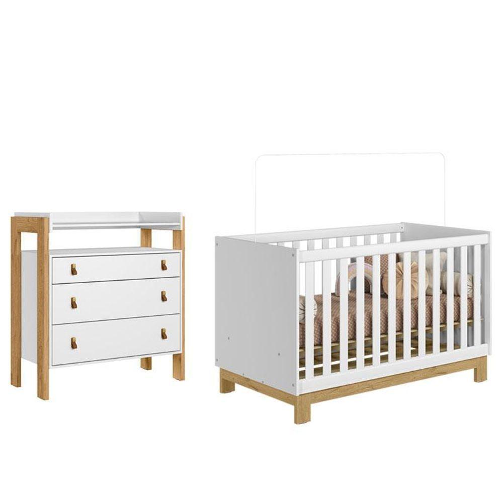 Berço Americano 4315 Q Encanto Slim E Cômoda 4410 Fantasia Branco Acetinado - Qmovi - 1