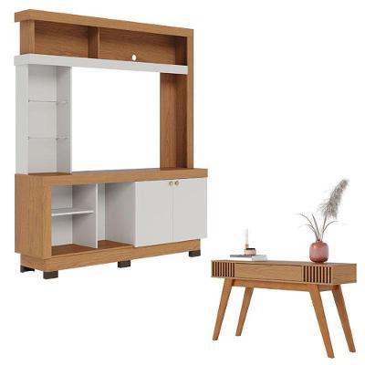 Estante Home Theater Valença Freijó Off White Com Aparador Riviera Freijó - Colibri