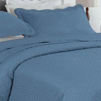 Kit Cobre Leito Queen Classic Liso Ultrasonic + 2 Porta-travesseiros Poa Azul Claro - 2