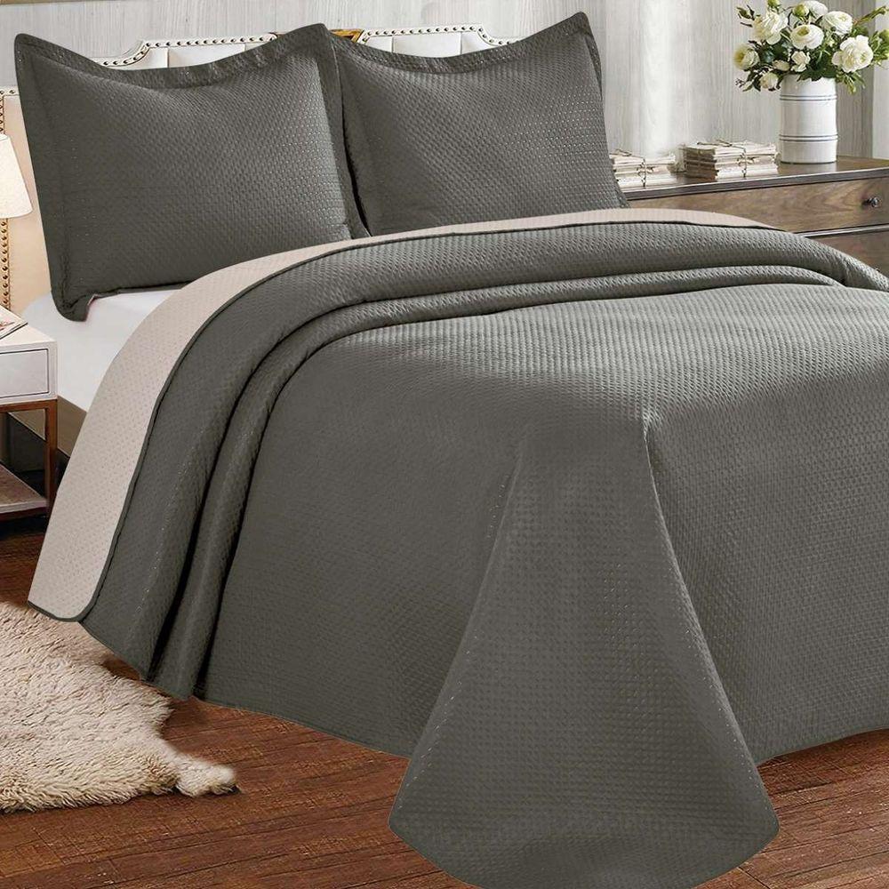 Kit Cobre Leito Casal Duas Cores Siena Liso Verde Oliva-taupe - 1