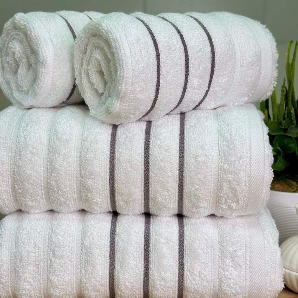 Jogo De Toalhas Wave 4 Peças 100% Algodão Fio Penteado Branco-branco - 2