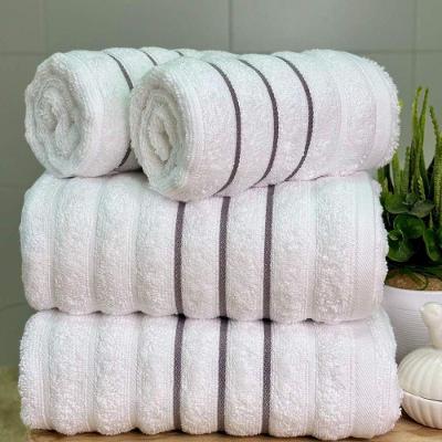 Jogo De Toalhas Wave 4 Peças 100% Algodão Fio Penteado Branco-branco