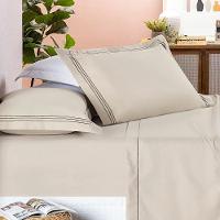 Jogo De Lençol Adeli Queen 4 Peças Micropercal 400 Fios Detalhe Bordado - Cáqui - 100% Poliéster - 1