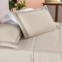 Jogo De Lençol Adeli Queen 4 Peças Micropercal 400 Fios Detalhe Bordado - Cáqui - 100% Poliéster - 3