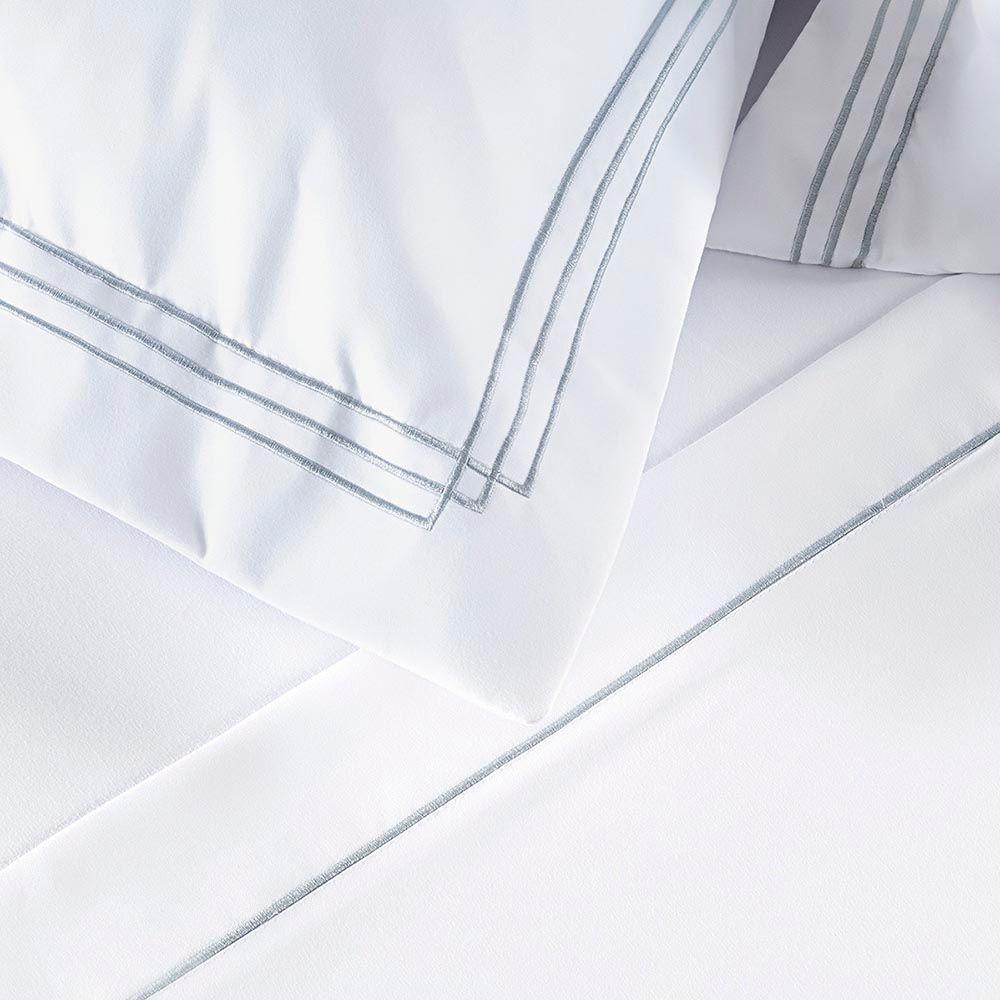 Jogo De Lençol Adeli Casal 4 Peças Micropercal 400 Fios Detalhe Bordado - Branco - 100% Poliéster - 3