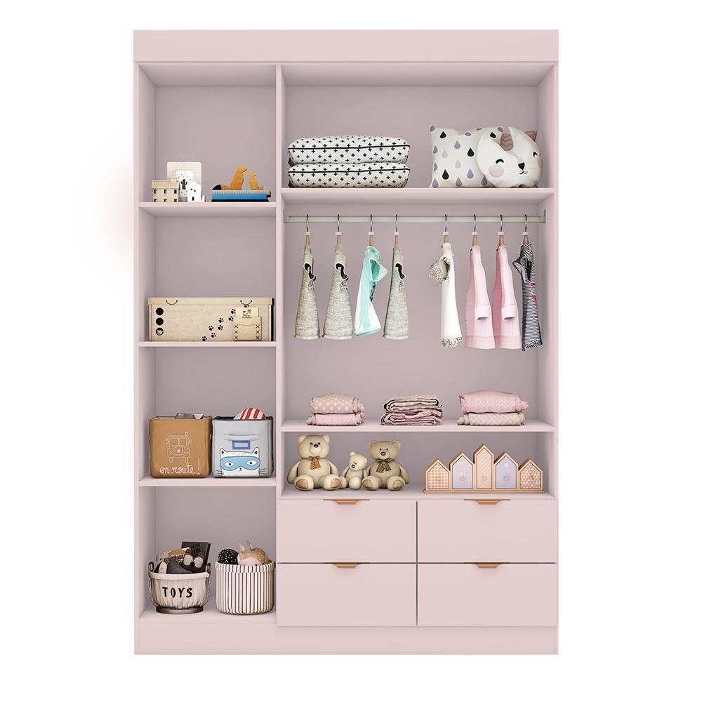 Jogo De Quarto Infantil Ayla Com Guarda Roupa E Cômoda Rosê Acetinado - Phoenix Baby Rosê Acetinado - 4