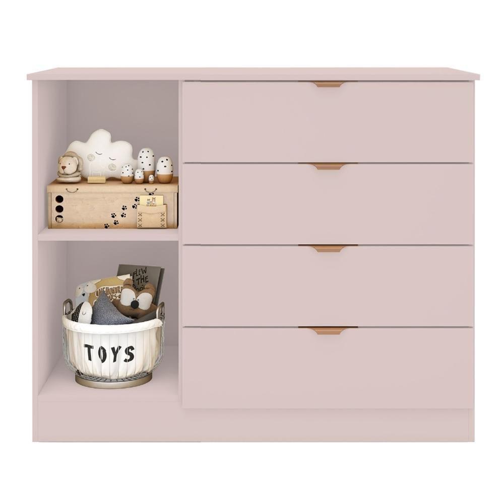 Jogo De Quarto Infantil Ayla Com Guarda Roupa E Cômoda Rosê Acetinado - Phoenix Baby Rosê Acetinado - 6