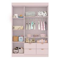 Jogo De Quarto Infantil Ayla Com Guarda Roupa E Cômoda Rosê Acetinado - Phoenix Baby Rosê Acetinado