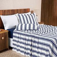 Jogo De Lençol Mimis Solteiro 3 Peças Malha 100% Algodão Extra Macio - Azul Marinho - 3