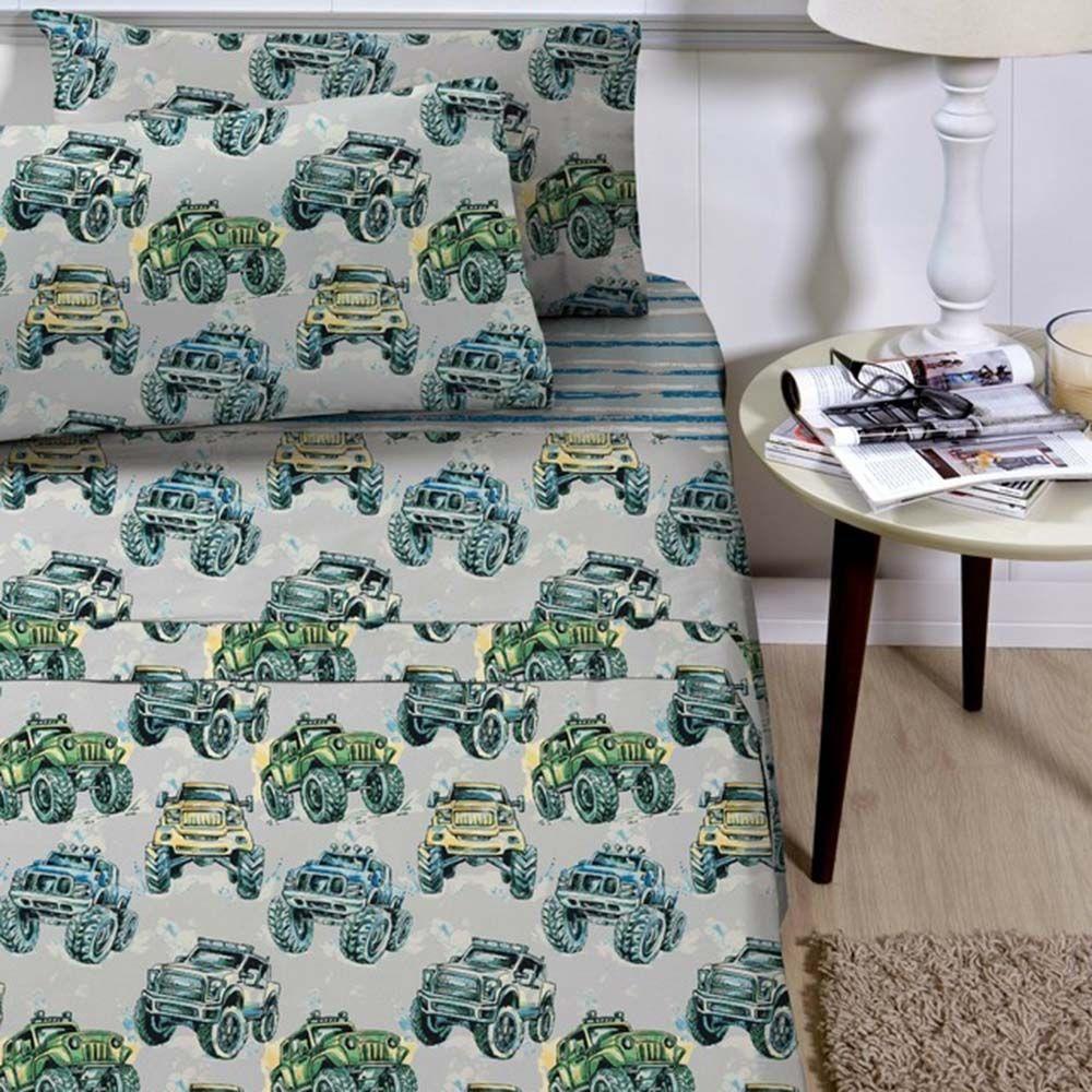 Jogo De Lençol Planeta Mágico Solteiro 3 Peças Infantil Estampado - Corrida Race - 100% Poliéster - 1