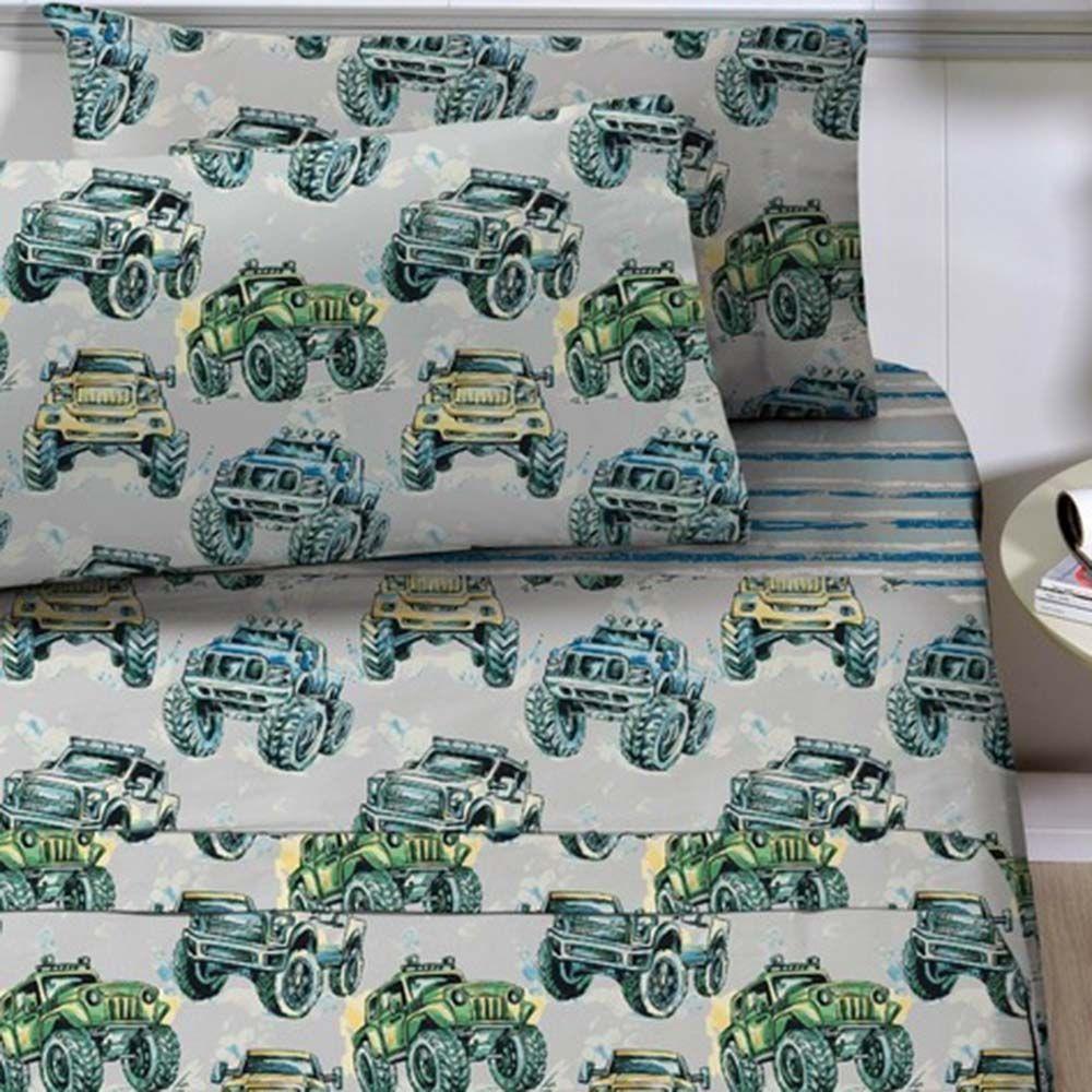 Jogo De Lençol Planeta Mágico Solteiro 3 Peças Infantil Estampado - Corrida Race - 100% Poliéster - 2