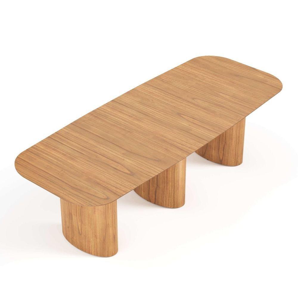 Mesa De Jantar Orgânica Tivoli 320cm X 110cm 10 Lugares Lamina Cinamomo Mel - 1