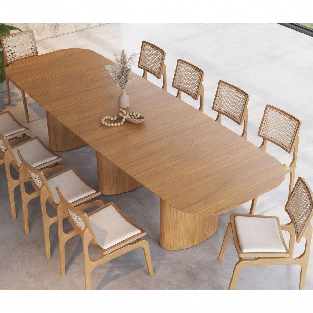 Mesa De Jantar Orgânica Tivoli 320cm X 110cm 10 Lugares Lamina Cinamomo Mel - 3
