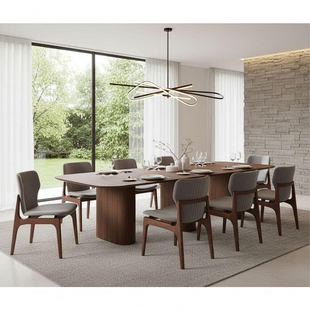 Mesa De Jantar Orgânica Tivoli 320cm X 110cm 10 Lugares Lamina Cinamomo Castanho - 2