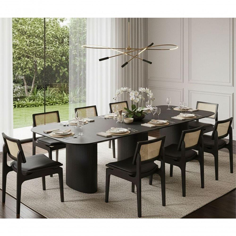 Mesa De Jantar Orgânica Tivoli 320cm X 110cm 10 Lugares Lamina Cinamomo Preto - 2