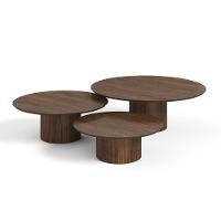 Conjunto Mesa De Centro Ava Em Madeira Castanho - 1