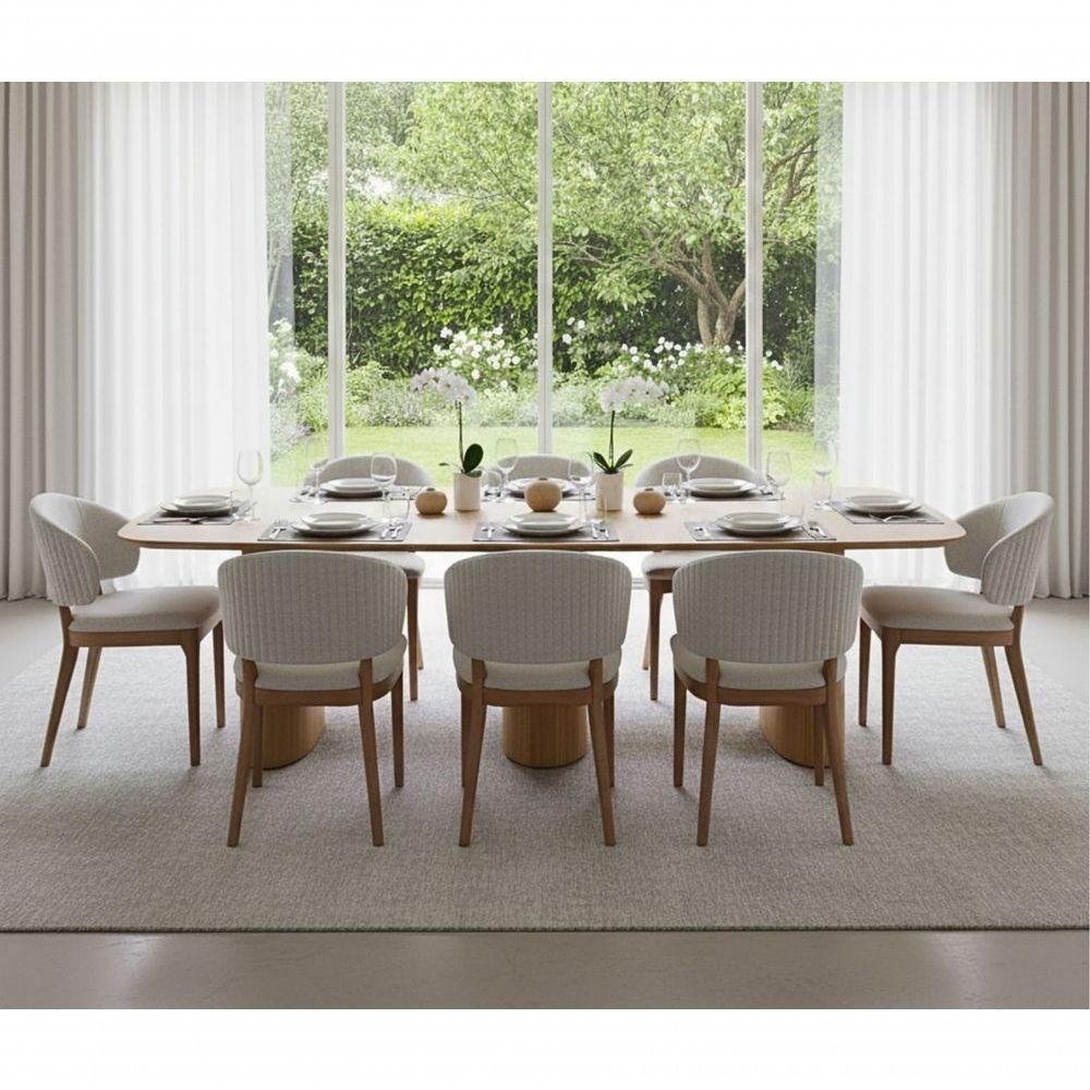 Mesa De Jantar Orgânica Tivoli 320cm X 110cm 10 Lugares Lamina Cinamomo Damasco - 2