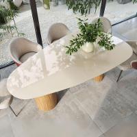 Mesa De Jantar Orgânica Breeze 2,70 X 1,20m 10 Lugares Lâmina Natural De Madeira Off White Vidro - 2