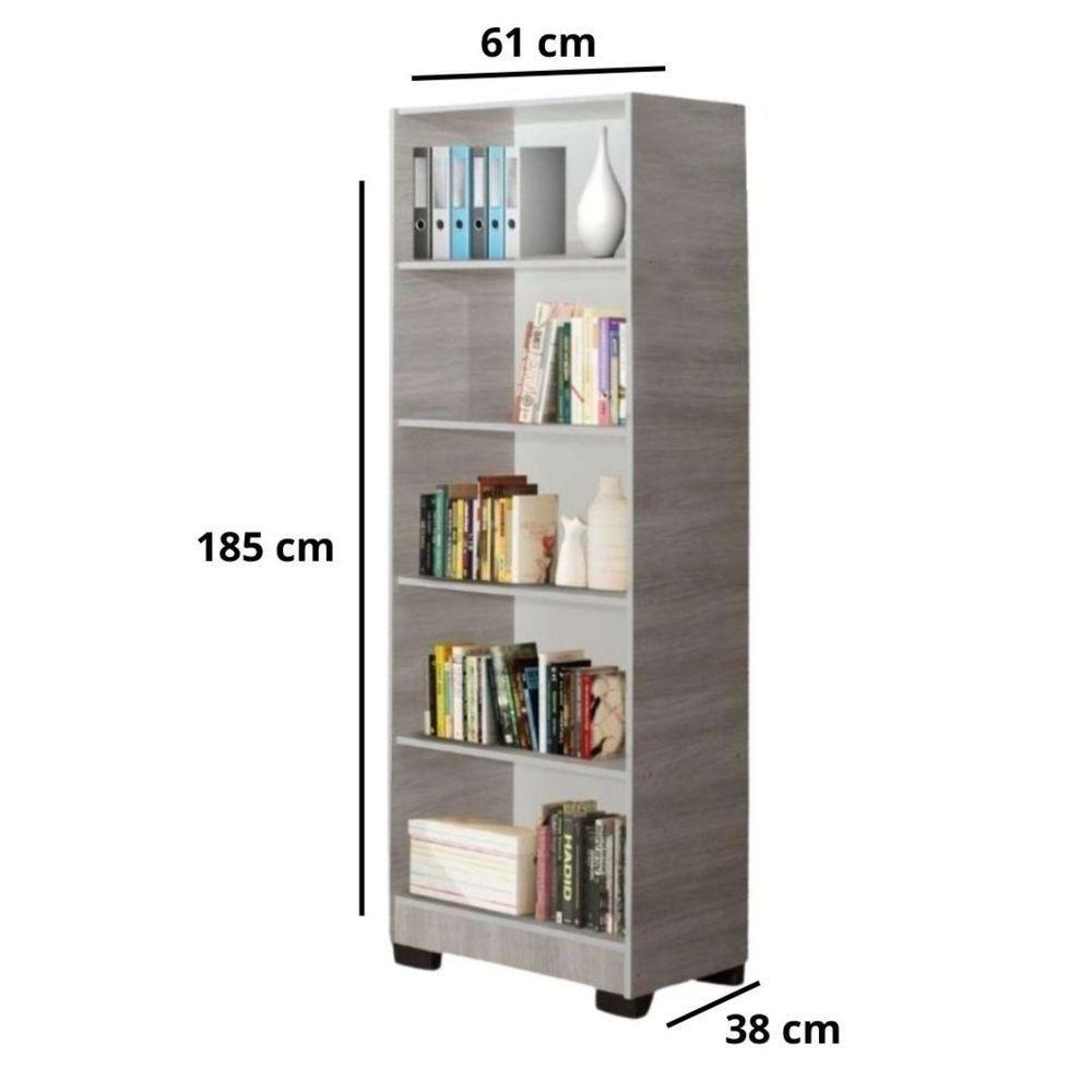 Kit 2 Estante Para Livros Mesa Escrivaninha Onix Natural Com Porta - 8