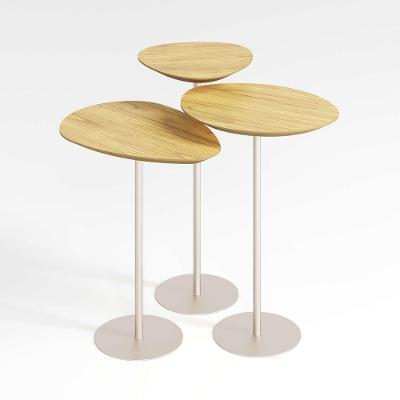 Conjunto De 3 Mesas Laterais Orgânicas Kaleo Base Champanhe Tampo Damasco