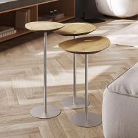 Conjunto De 3 Mesas Laterais Orgânicas Kaleo Base Champanhe Tampo Damasco