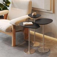 Conjunto De 3 Mesas Laterais Orgânicas Kaleo Base Champanhe Tampo Preto