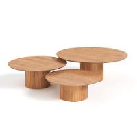 Conjunto Mesa De Centro Ava Em Madeira Mel - 1