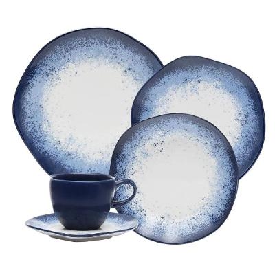 Aparelho de Jantar Ryo Galápagos 30 Peças Porcelana para Mesa Completa Azul Oxford