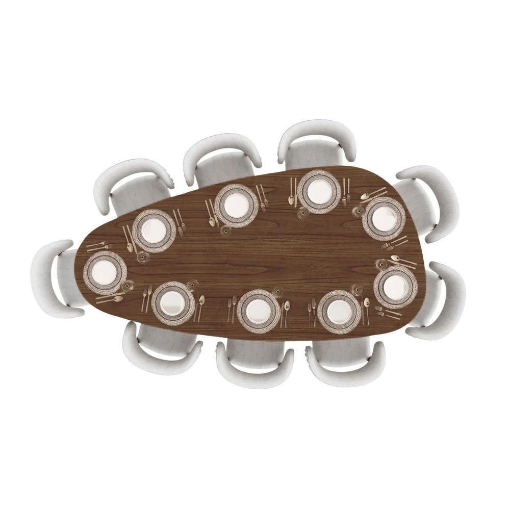 Mesa De Jantar Orgânica Breeze 2,40 X 1,20m 9 Lugares Lâmina Natural De Madeira Castanho - 3