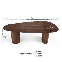 Mesa De Jantar Orgânica Breeze 2,40 X 1,20m 9 Lugares Lâmina Natural De Madeira Castanho