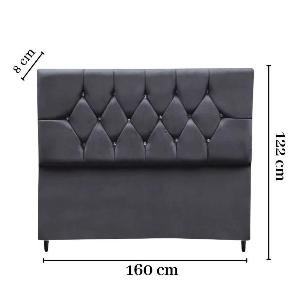 Cabeceira Estofada Queen 160 Cm Geovana Suede Cinza Escuro - 4