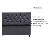 Cabeceira Estofada Queen 160 Cm Geovana Suede Cinza Escuro - 5