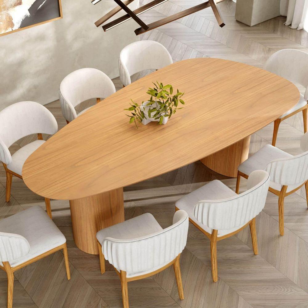 Mesa De Jantar Orgânica Breeze 2,70 X 1,20m 10 Lugares Lâmina Natural De Madeira Mel - 3