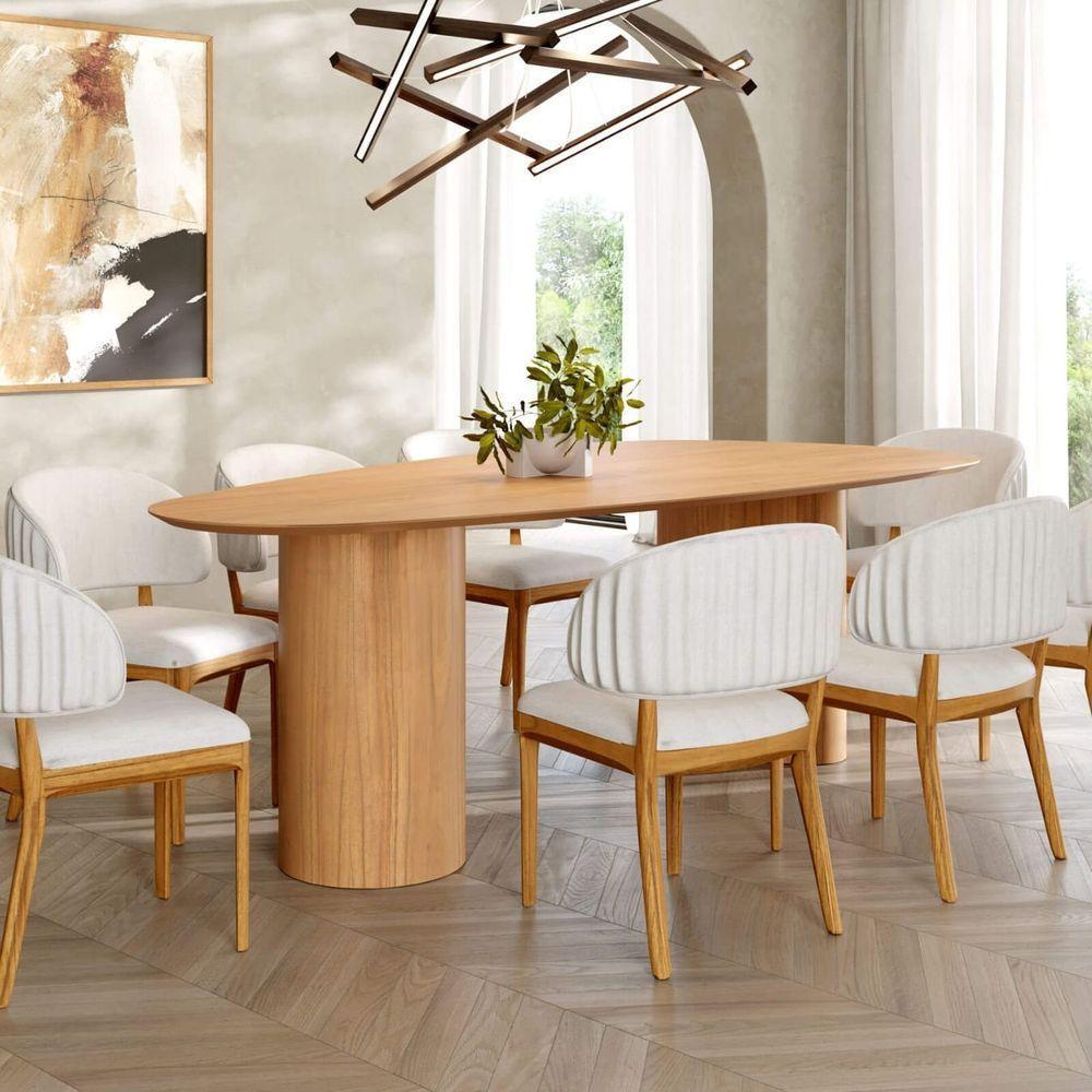 Mesa De Jantar Orgânica Breeze 2,70 X 1,20m 10 Lugares Lâmina Natural De Madeira Mel - 4