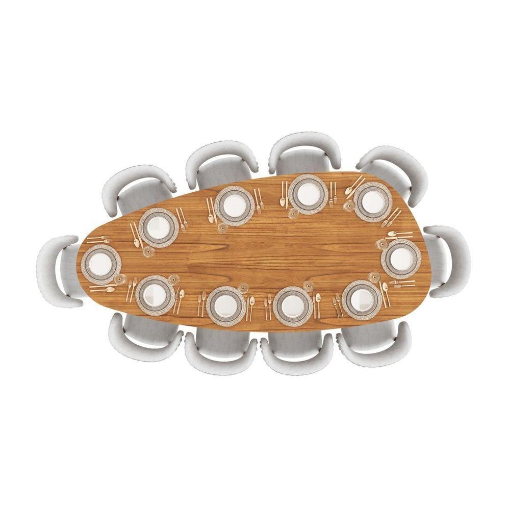 Mesa De Jantar Orgânica Breeze 2,70 X 1,20m 10 Lugares Lâmina Natural De Madeira Mel - 5