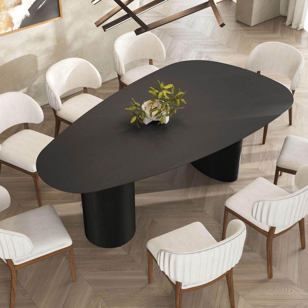 Mesa De Jantar Orgânica Breeze 2,20 X 1,20m 8 Lugares Lâmina Natural De Madeira Preto - 2
