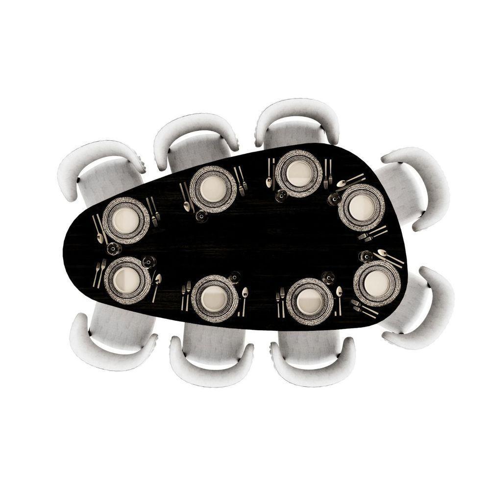 Mesa De Jantar Orgânica Breeze 2,20 X 1,20m 8 Lugares Lâmina Natural De Madeira Preto - 4